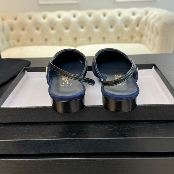 CC Slingback Nero Drak Blu Suede