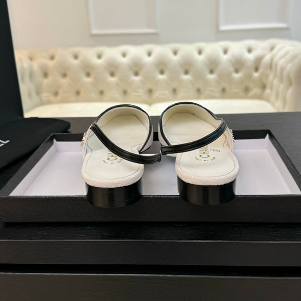 CC Slingback White Black Suede