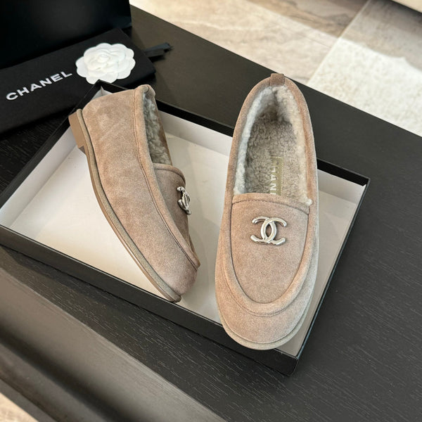 CC Moccasins Grey Suede And Wool