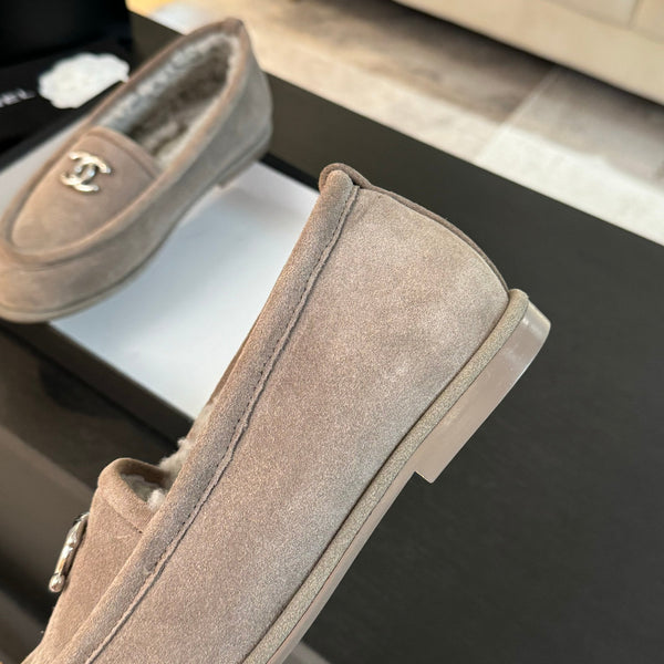 CC Moccasins Grey Suede And Wool