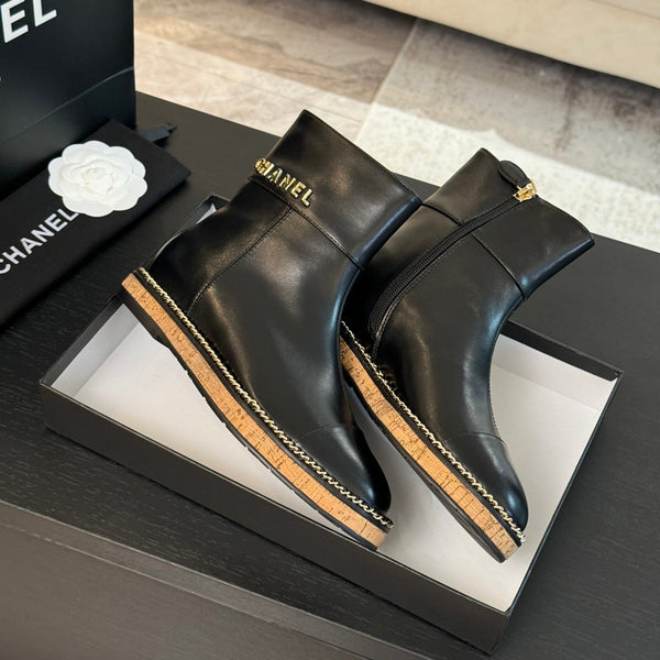 CC Ankle Boots 20mm Black Chain Calfskin