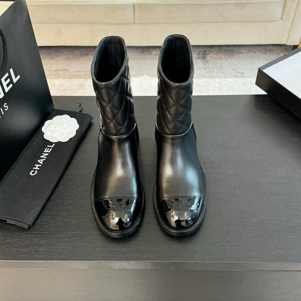 Stivaletti CC 30mm in pelle di vitello nera trapuntata