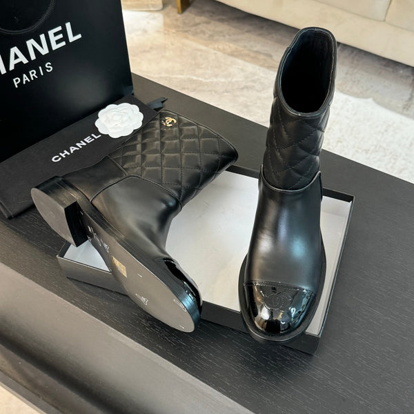 Stivaletti CC 30mm in pelle di vitello nera trapuntata