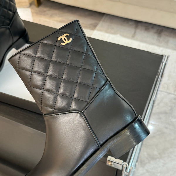 Stivaletti CC 30mm in pelle di vitello nera trapuntata