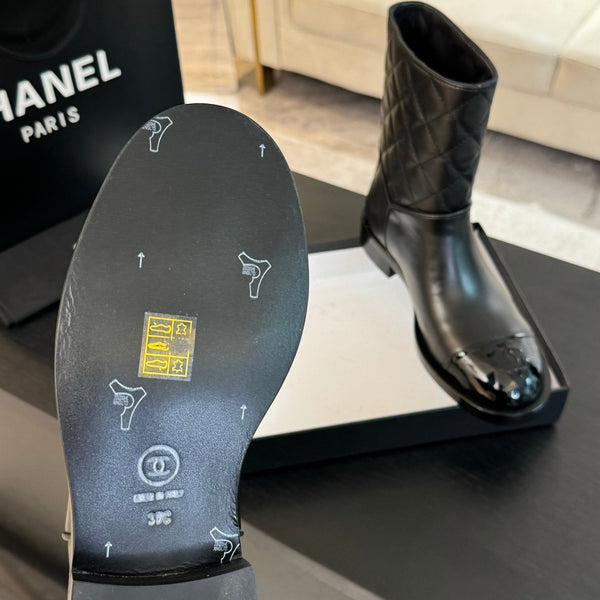 Stivaletti CC 30mm in pelle di vitello nera trapuntata