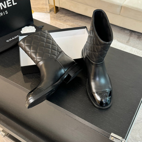 Stivaletti CC 30mm in pelle di vitello nera trapuntata