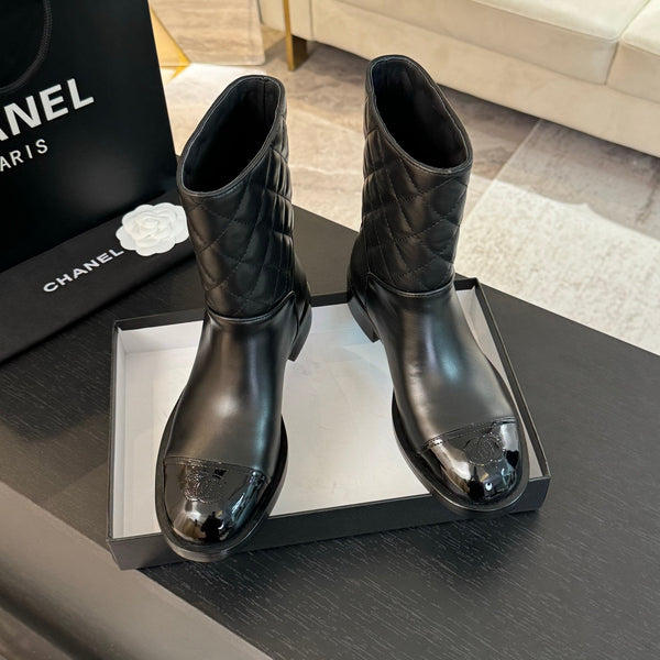 Stivaletti CC 30mm in pelle di vitello nera trapuntata