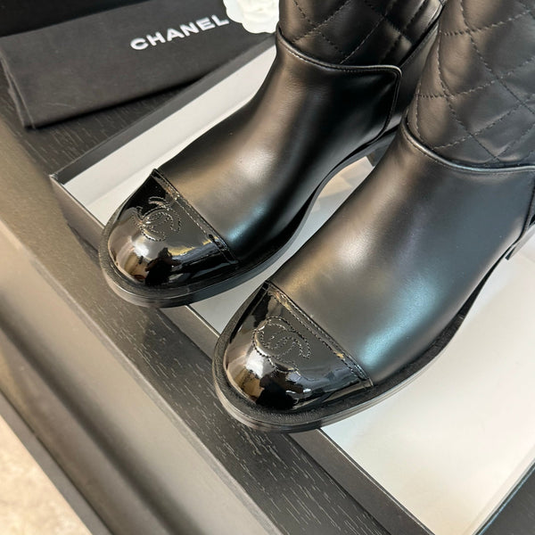 Stivaletti CC 30mm in pelle di vitello nera trapuntata