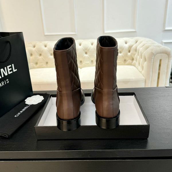 Stivaletti CC 30mm in pelle di vitello marrone terra trapuntata