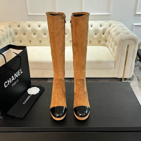 CC High Boots 80mm Yellow Orange Suede