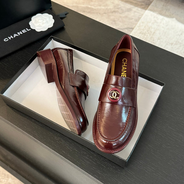 CC Moccasins Glossy Reddish Brown Cowhide