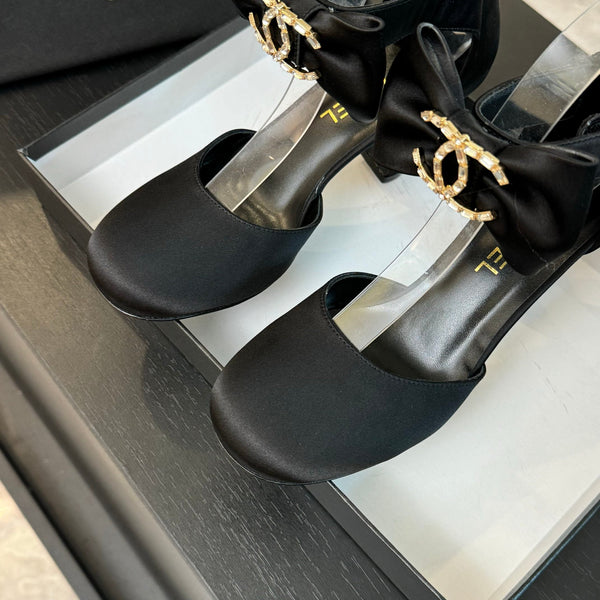 CC Mary Janes Black Windbreaker Fabric