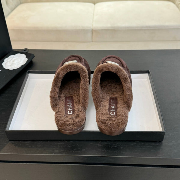 CC Mule Chocolate Suede Lamb Wool