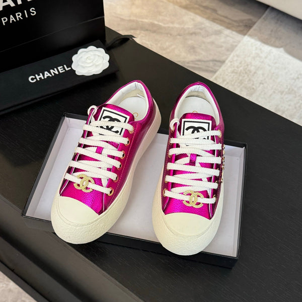 SCARPE DA BISCOTTO CON TESTA GRANDE IN PELLE DI AGNELLO VIOLA MAGENTA