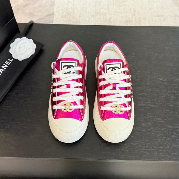 SCARPE DA BISCOTTO CON TESTA GRANDE IN PELLE DI AGNELLO VIOLA MAGENTA