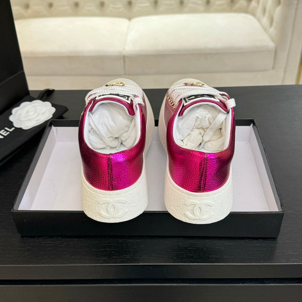 SCARPE DA BISCOTTO CON TESTA GRANDE IN PELLE DI AGNELLO VIOLA MAGENTA