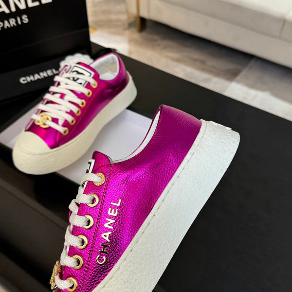 SCARPE DA BISCOTTO CON TESTA GRANDE IN PELLE DI AGNELLO VIOLA MAGENTA