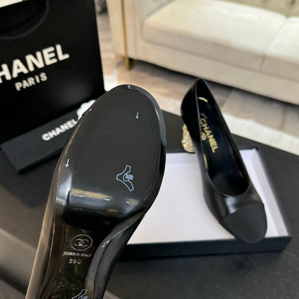 HIGH HEEL 85 MM SANDALS IN BLACK CALFSKIN AND FABRIC