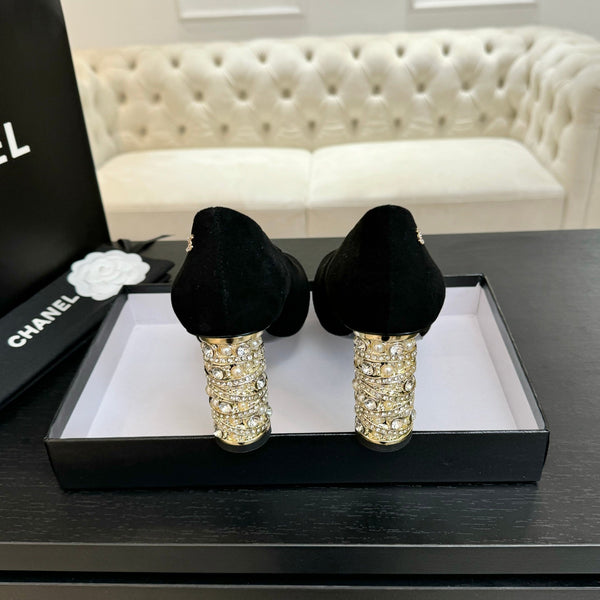 SANDALI CON TACCO ALTO 85 MM IN CAMOSCIO NERO E TESSUTO