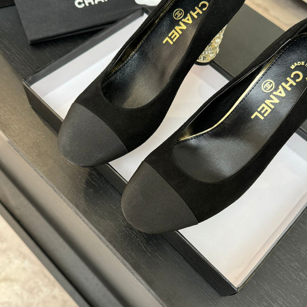 SANDALI CON TACCO ALTO 85 MM IN CAMOSCIO NERO E TESSUTO