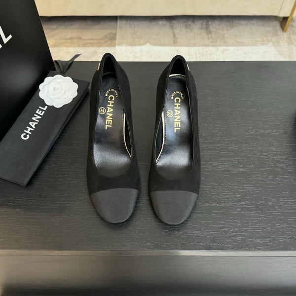 SANDALI CON TACCO ALTO 85 MM IN CAMOSCIO NERO E TESSUTO