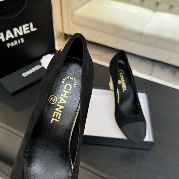 SANDALI CON TACCO ALTO 85 MM IN CAMOSCIO NERO E TESSUTO