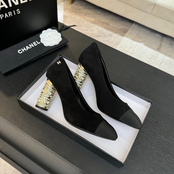 SANDALI CON TACCO ALTO 85 MM IN CAMOSCIO NERO E TESSUTO