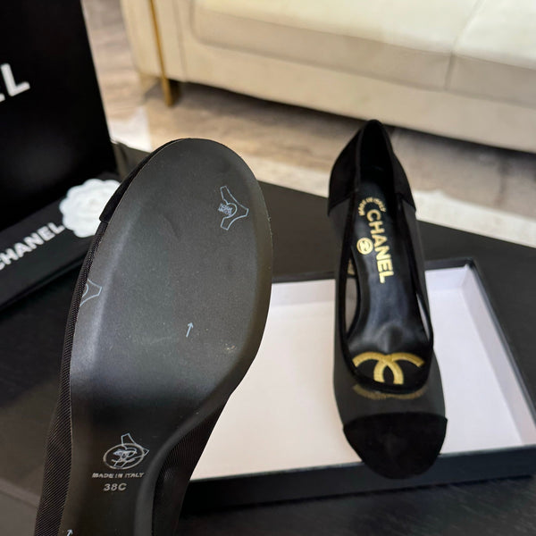 SANDALI CON TACCO ALTO 85 MM IN CAMOSCIO NERO E RETE