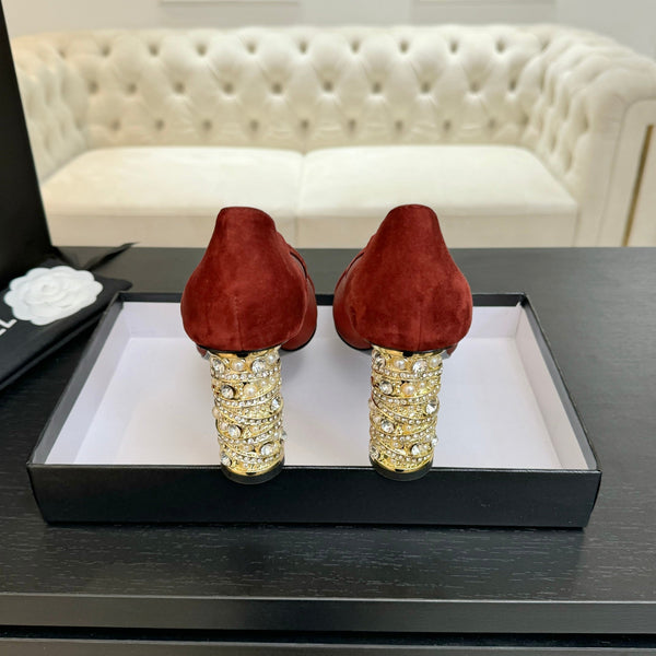 SANDALI CON TACCO ALTO 85 MM IN CAMOSCIO E RETE ROSSO CILIEGIA