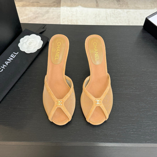 CC 26s Sandal 7cm Beige Mesh Suede 700604