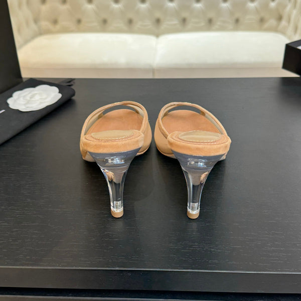 CC 26s Sandal 7cm Beige Mesh Suede 700604