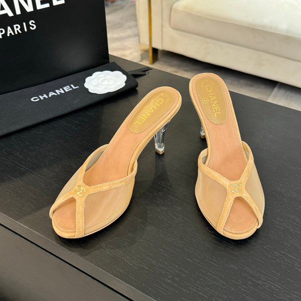 CC 26s Sandal 7cm Beige Mesh Suede 700604