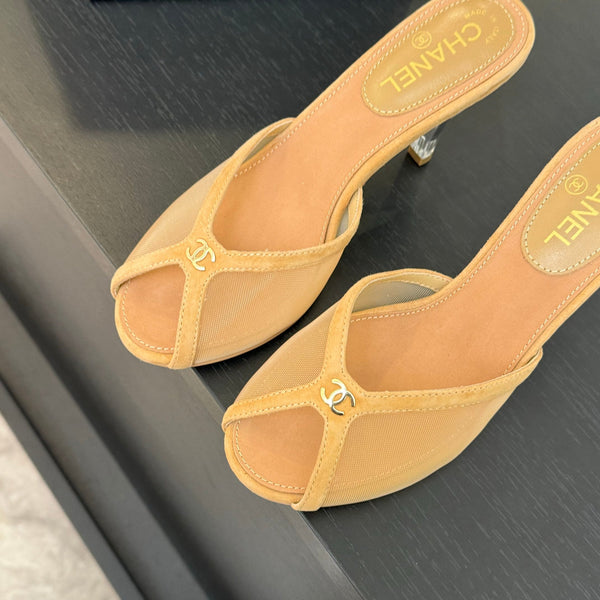 CC 26s Sandal 7cm Beige Mesh Suede 700604