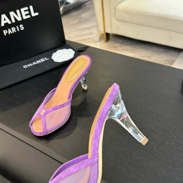 CC 26s Sandal 7cm Purple Mesh Lambskin 700605