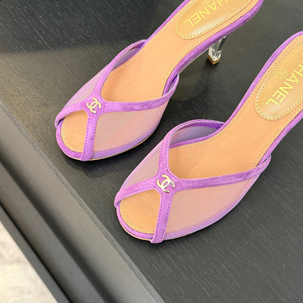 CC 26s Sandal 7cm Purple Mesh Lambskin 700605