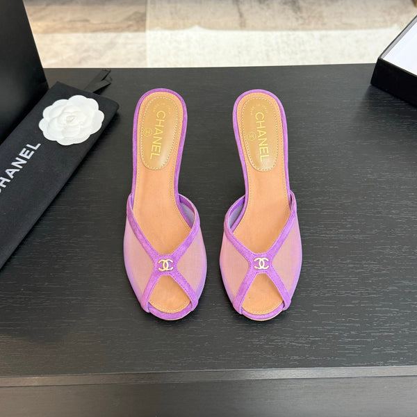 CC 26s Sandal 7cm Purple Mesh Lambskin 700605