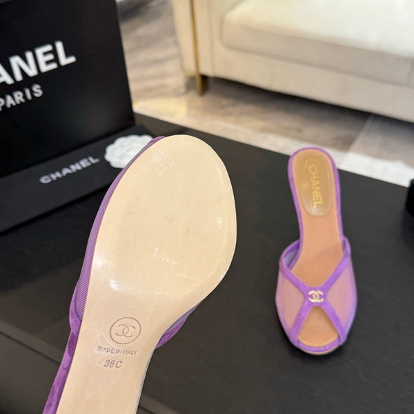 CC 26s Sandal 7cm Purple Mesh Lambskin 700605