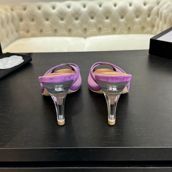 CC 26s Sandal 7cm Purple Mesh Lambskin 700605