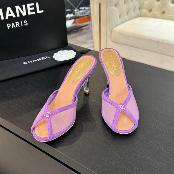 CC 26s Sandal 7cm Purple Mesh Lambskin 700605