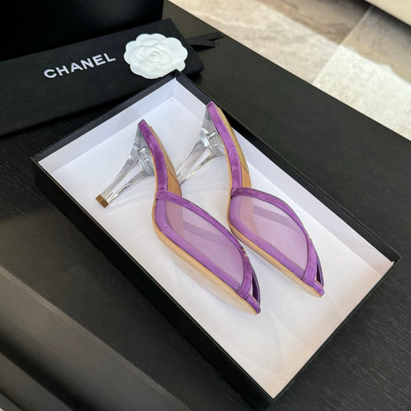 CC 26s Sandal 7cm Purple Mesh Lambskin 700605