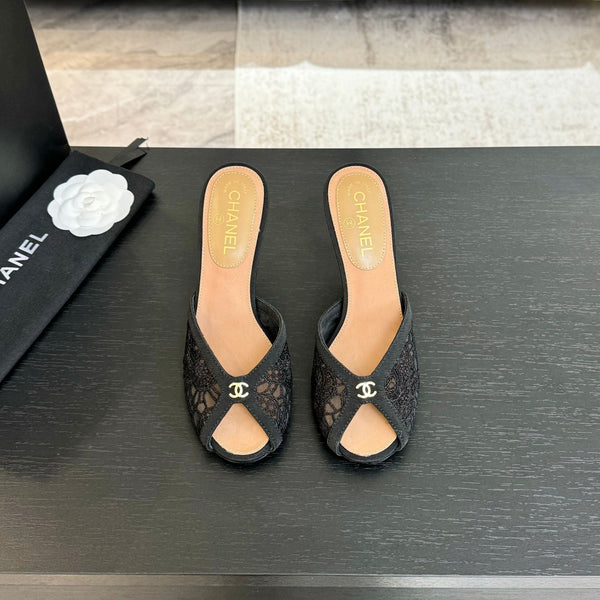 CC 26s Sandal 7cm Black Woven Lambskin 700609