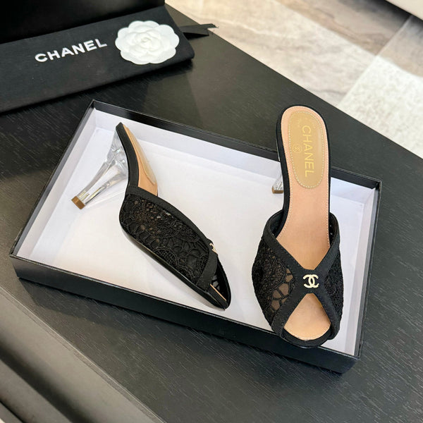 CC 26s Sandal 7cm Black Woven Lambskin 700609