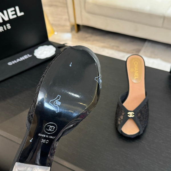 CC 26s Sandal 7cm Black Woven Lambskin 700609