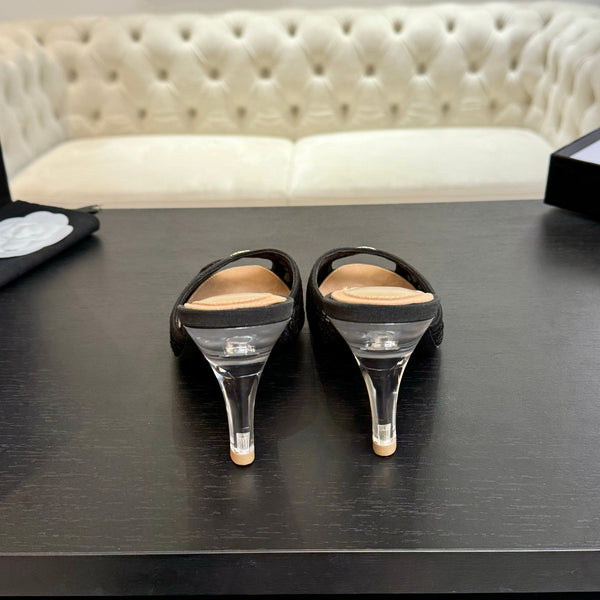 CC 26s Sandal 7cm Black Woven Lambskin 700609