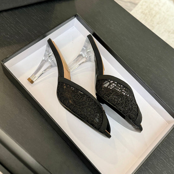 CC 26s Sandal 7cm Black Woven Lambskin 700609