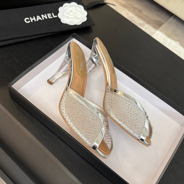 CC 26s Sandal 7cm Sliver Mesh Lambskin 700611