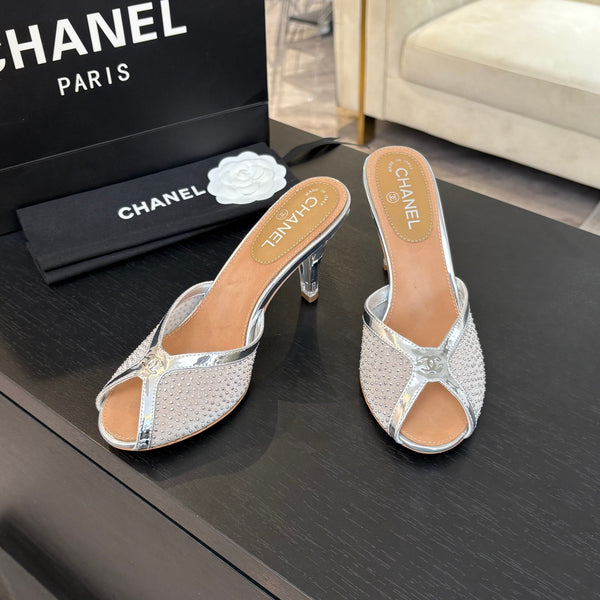 CC 26s Sandal 7cm Sliver Mesh Lambskin 700611