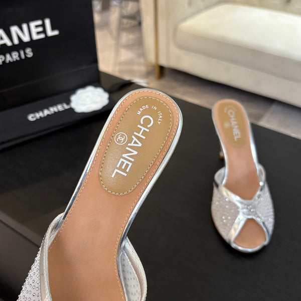 CC 26s Sandal 7cm Sliver Mesh Lambskin 700611