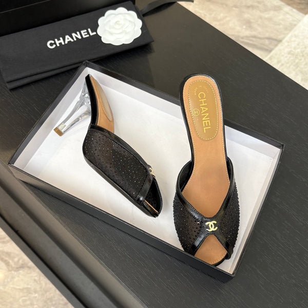 CC 26s Sandal 7cm Black Mesh Lambskin 700612