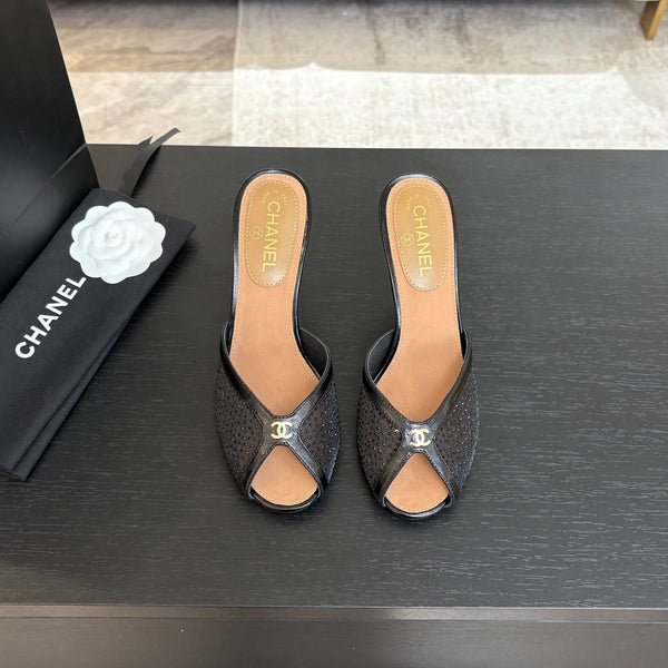 CC 26s Sandal 7cm Black Mesh Lambskin 700612